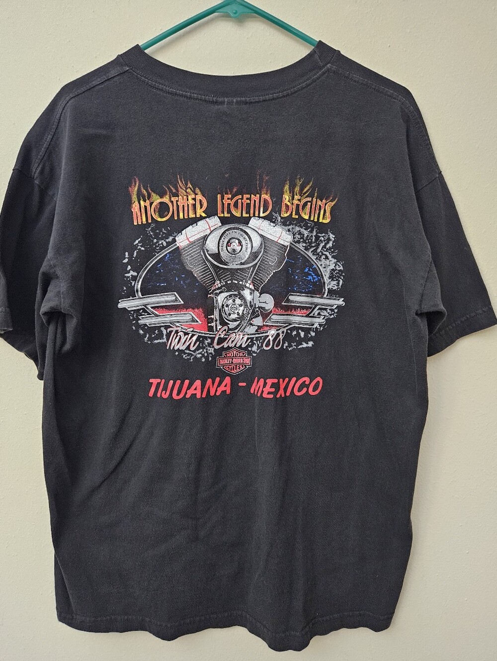 Vintage Harley Davidson Tijuana, Twin Cam 88 engine, 90s biker tee, U.S. T's 707